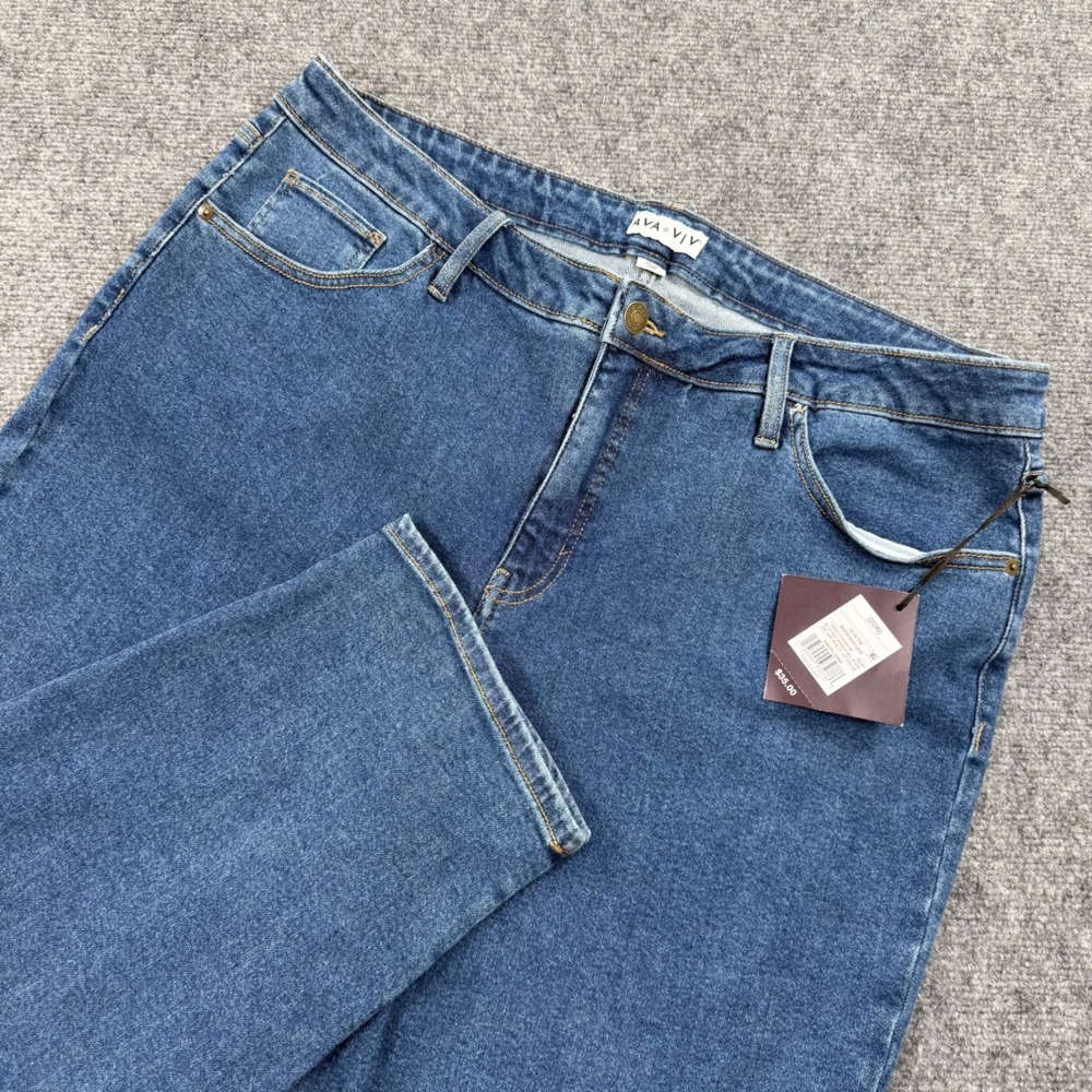 Ava & Viv Straight Leg Jeans 20W Blue Medium Wash High Rise Stretch NWT Women's